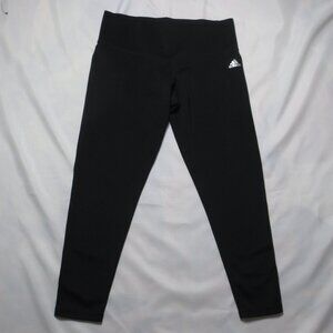ADIDAS womens LEGGINGS athletic CLIMALITE black MID-RISE yoga STRETCH SIZE L
